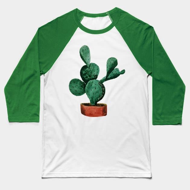 "Don't be a prick" cactus watercolor painting Baseball T-Shirt by JewelsNova